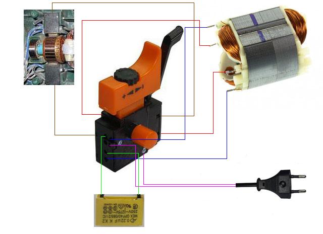 Схема дрели с реверсом и регулятором оборотов. Схема подключения кнопки электродрели. Схема подключения дрели с реверсом. Схема включения реверсивного переключателя дрели. Схема подключения электродрели с реверсом.