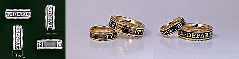 14K yellow gold wedding bands with human hair