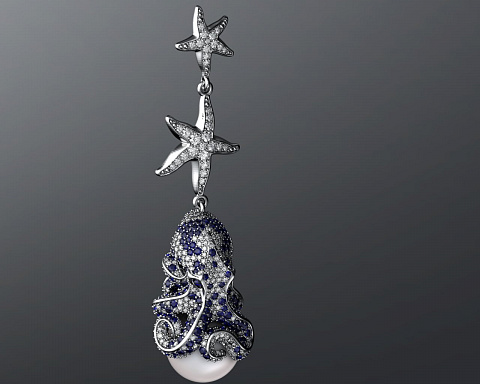 серьги осьминог