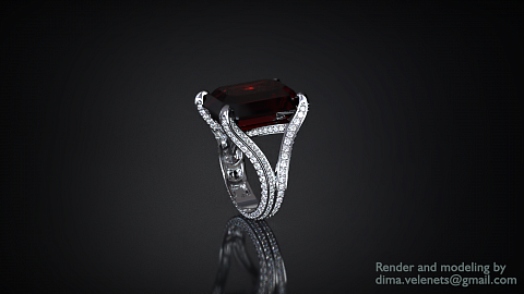Ring with Ruby, CAD modeling and Rendering by Dmytro Velenets