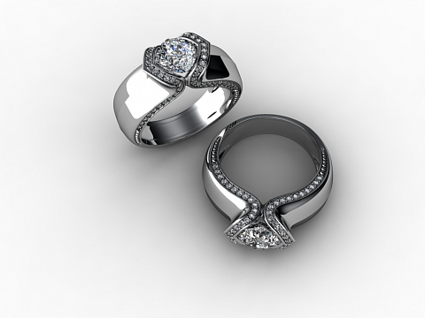 белое золото , центральный бриллиант 1ct, мелочь 0,25ct
