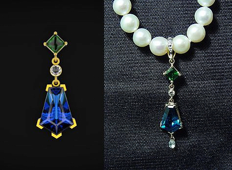 CAD model and gold pearls necklace.