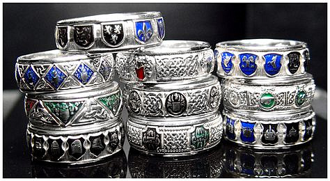 Silver enameled bands
