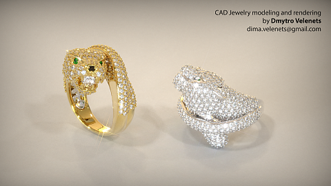 Panther Ring, CAD modeling and Rendering by Dmytro Velenets