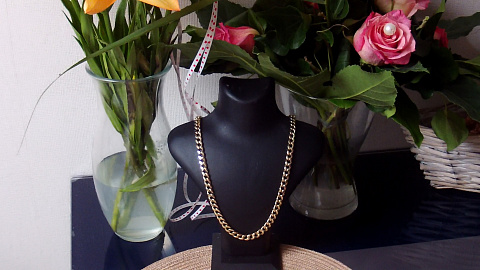 Цепь из трубки - 50 cm - золото - тройка - 35 gr