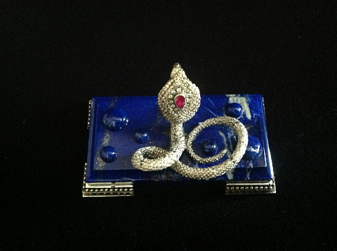 Серебро 925  28,5 гр., бриллианты, рубин, сапфир, лазурит (мозаика).