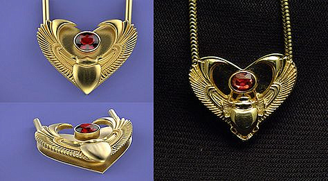 CAD 3D model 14K golden scarabeo beetle charm chain