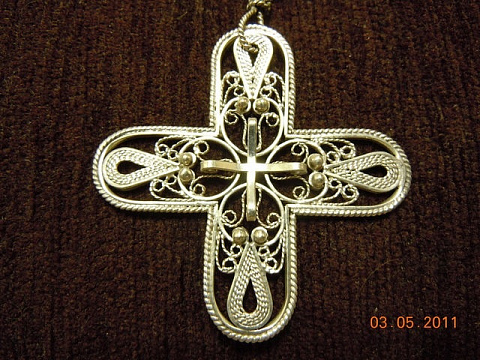 Крест серебряный филигрань