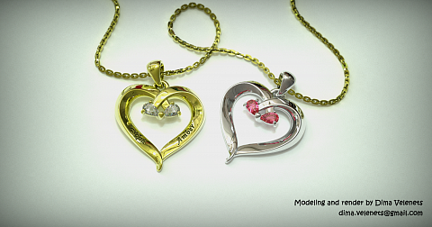 Heart and names, CAD modeling and Rendering by Dmytro Velenets